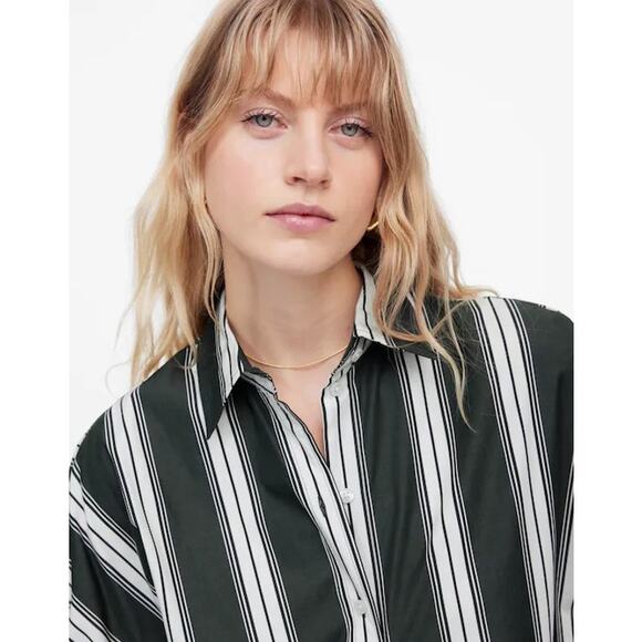 NWT Madewell Oversized Pleated-Sleeve Button-Up Shirt in Summit Green Size XS - Picture 5 of 10